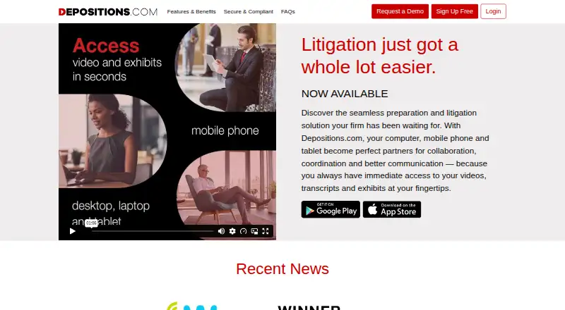 The Depositions.com homepage