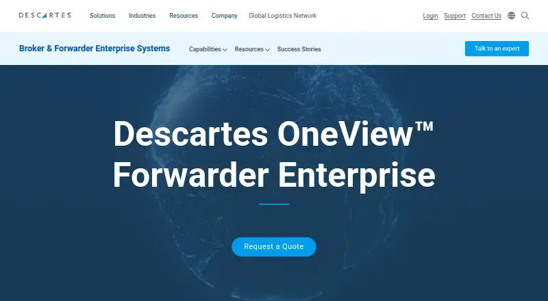 The Descartes OneView Forwarder Enterprise homepage