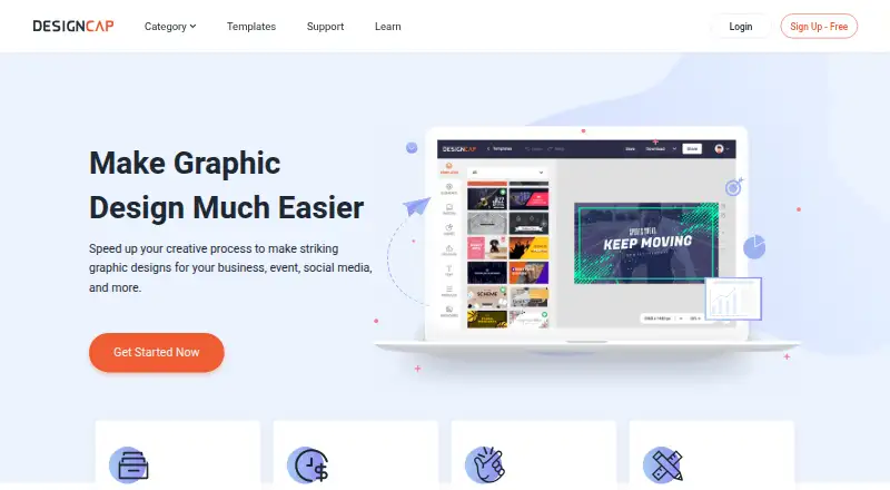 The DesignCap homepage