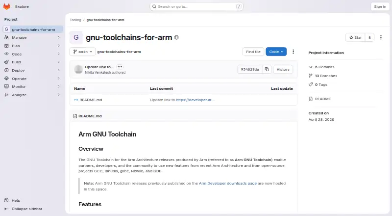 The Arm GNU Toolchain homepage
