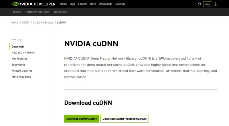 The NVIDIA cuDNN homepage