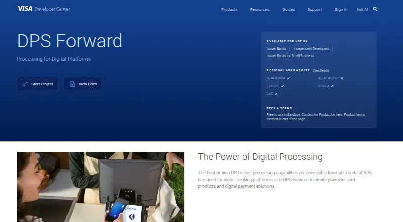 The Visa DPS Forward homepage