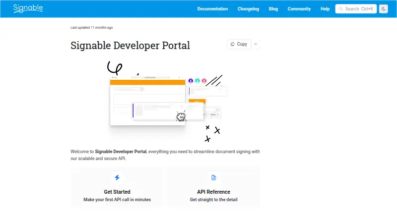 The Signable API homepage