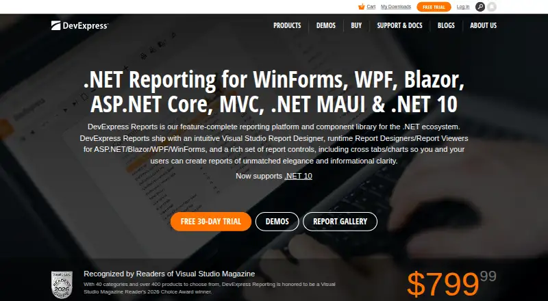 The DevExpress Reports homepage