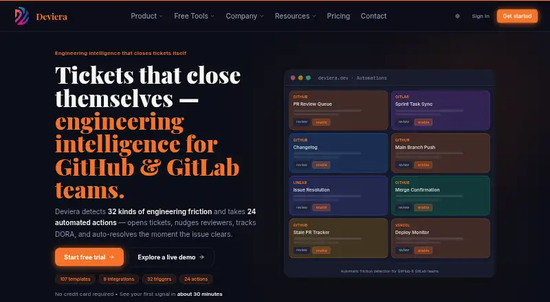 The Deviera homepage