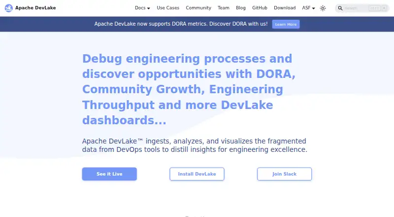 The Apache DevLake homepage