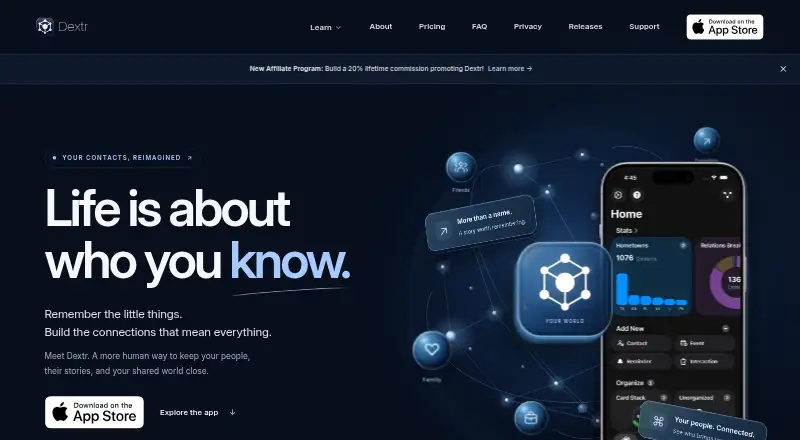 The Dextr homepage