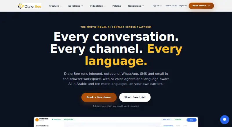 The DialerBee homepage