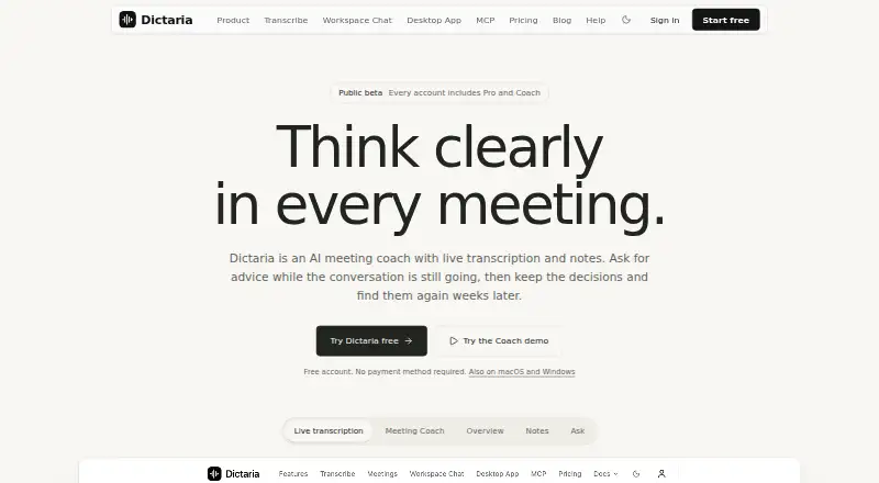 The Dictaria homepage
