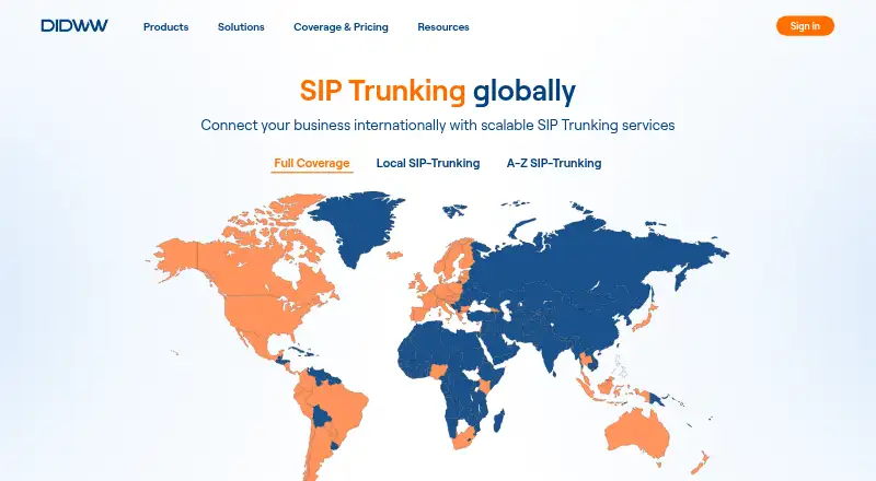 The DIDWW Two-way SIP Trunking homepage