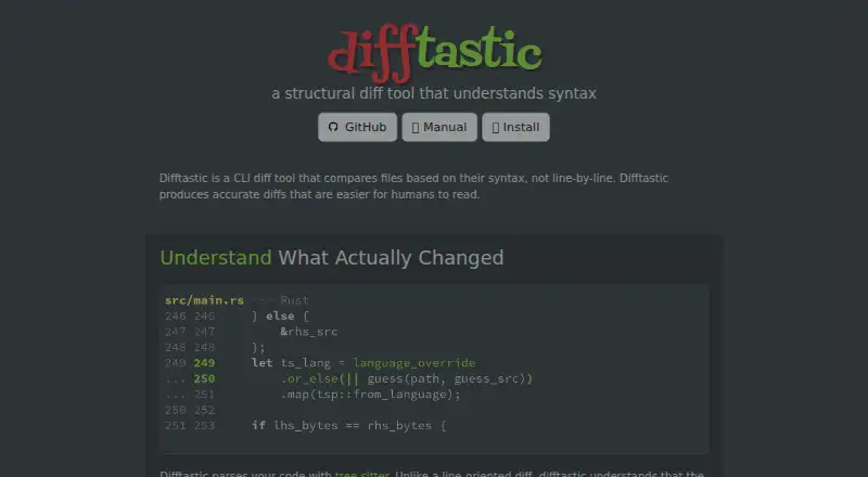 The Difftastic homepage