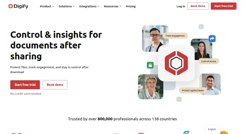 The Digify Virtual Data Room homepage