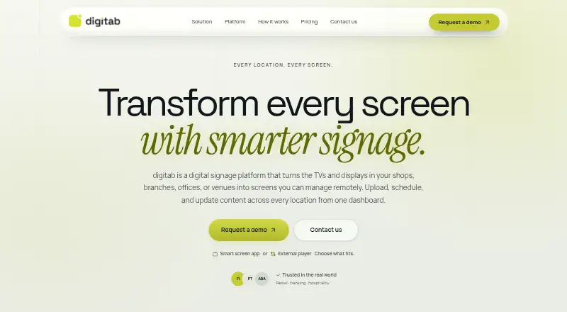 The digitab homepage