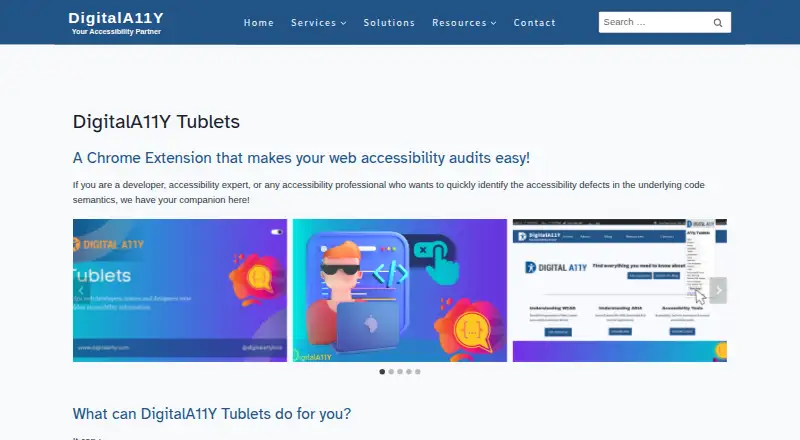 The DigitalA11Y Tublets homepage