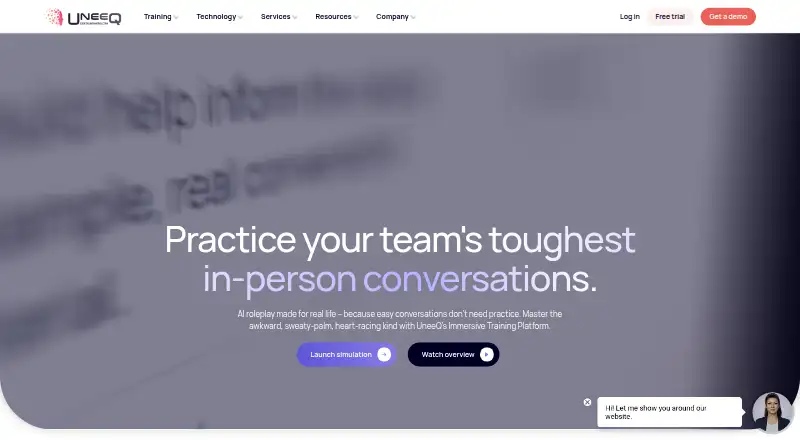 The UneeQ homepage