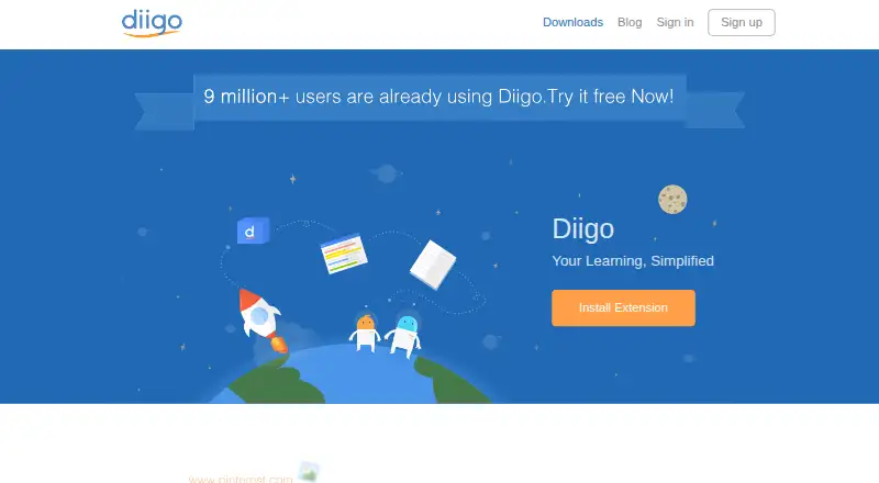 The Diigo homepage