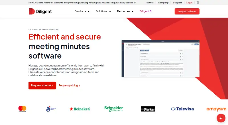 The Diligent Minutes homepage