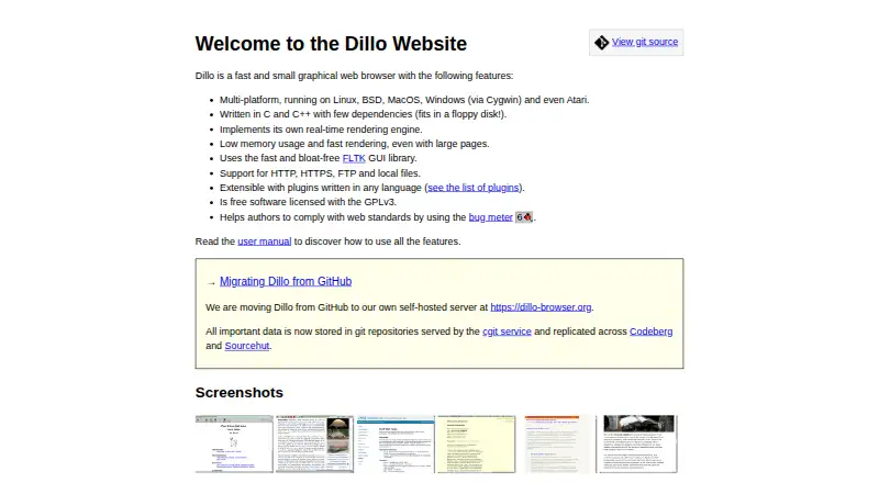 The Dillo homepage