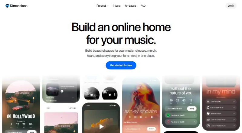 The Dimensions homepage