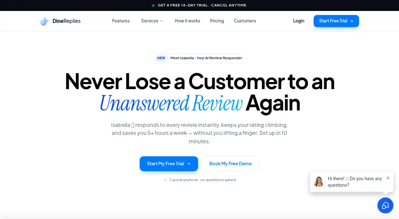The Dine Replies homepage