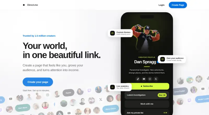 The Direct.me homepage