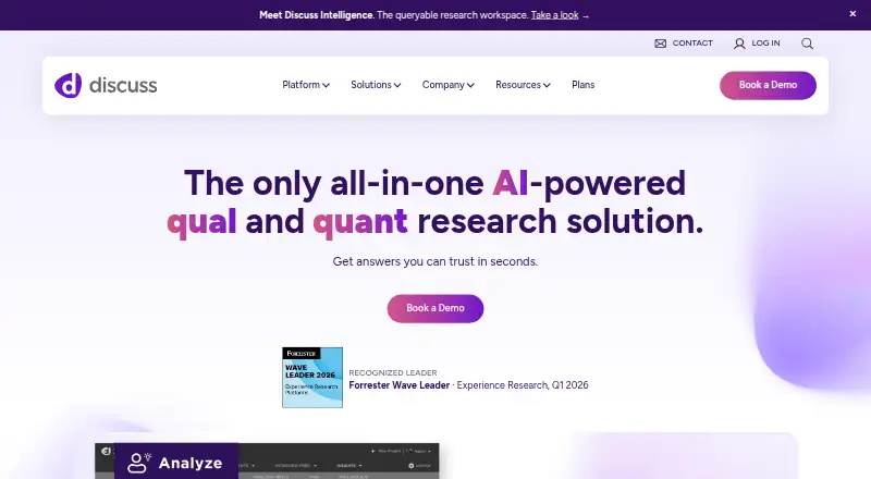 The Discuss homepage