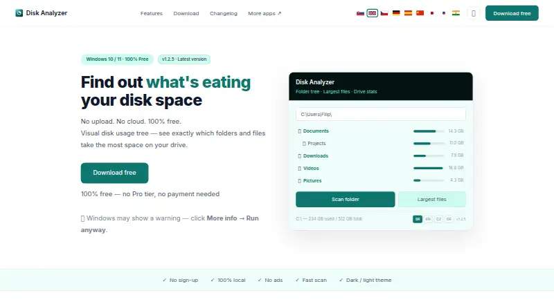The Disk Analyzer homepage