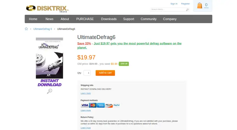 The UltimateDefrag 6 homepage