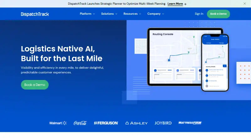 The DispatchTrack homepage