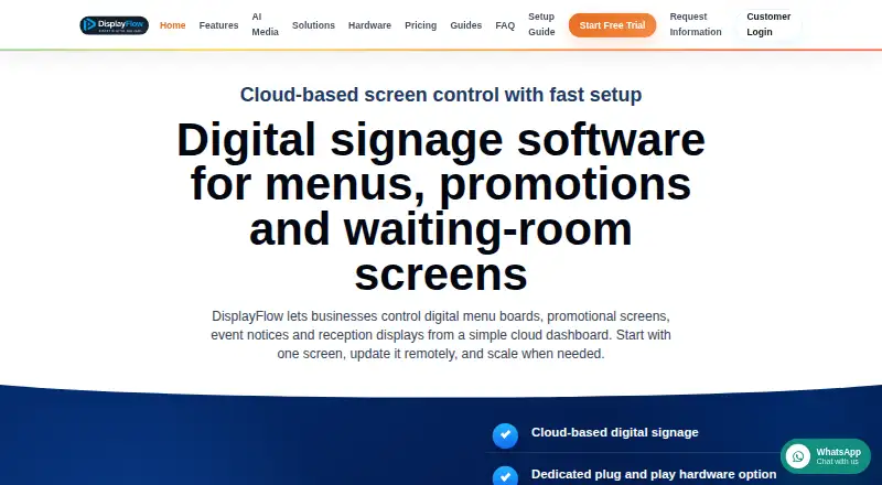 The DisplayFlow homepage