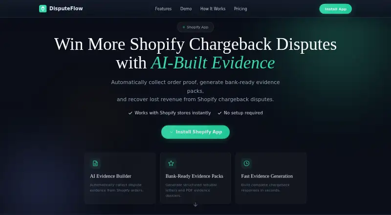 The DisputeFlow homepage