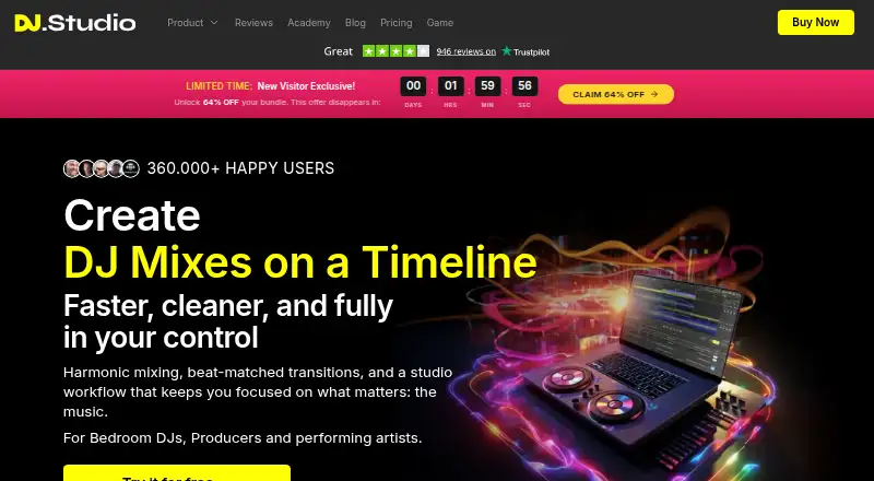 The DJ.Studio homepage
