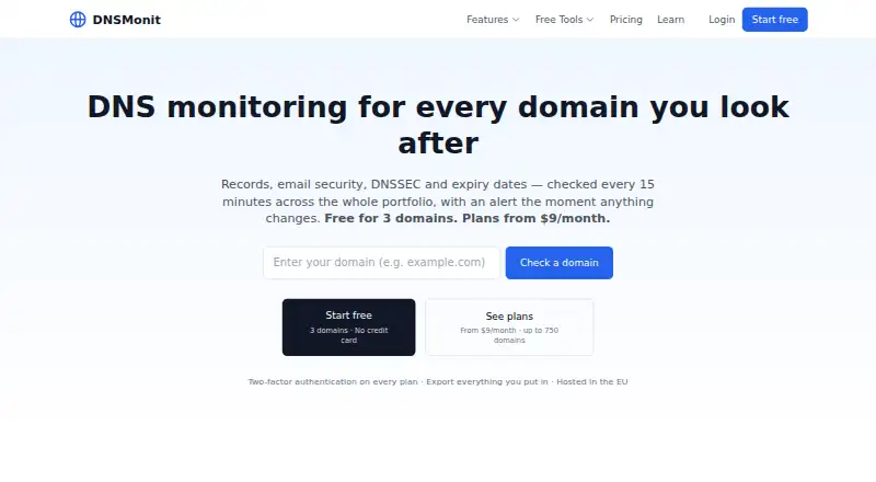 The DNSMonit homepage