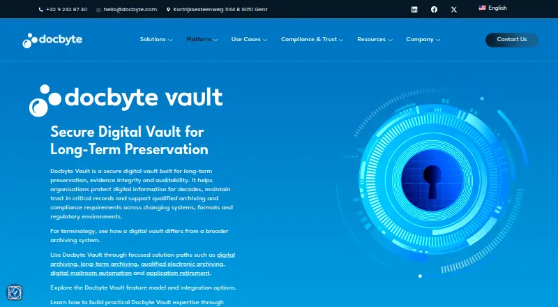 The Docbyte Vault homepage