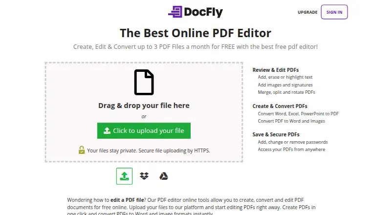 The DocFly homepage