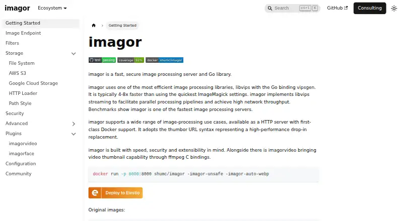 The imagor homepage