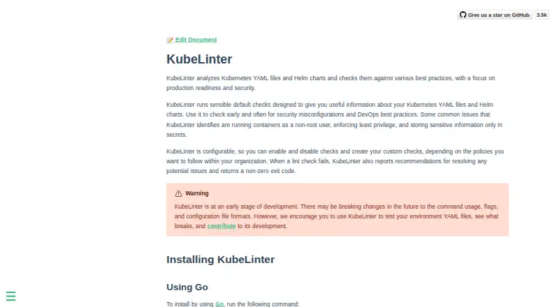 The KubeLinter homepage
