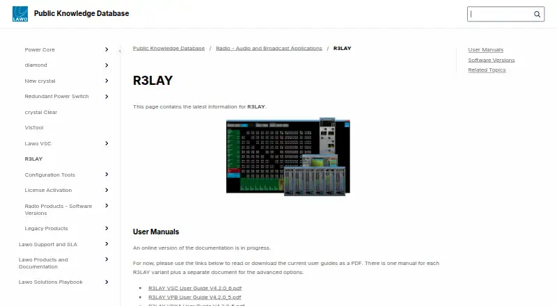The Lawo R3LAY homepage