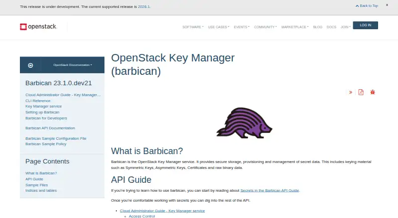 The OpenStack Barbican homepage
