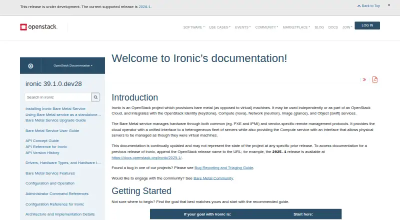 The OpenStack Ironic homepage