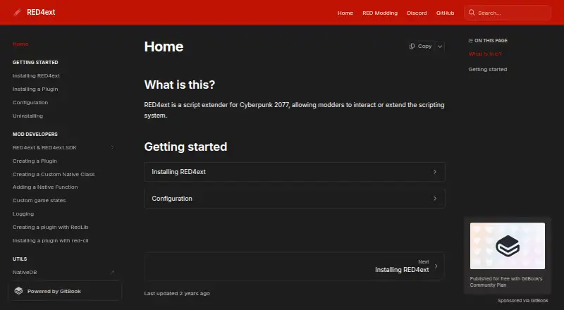 The RED4ext homepage