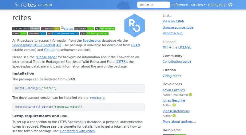 The rcites homepage