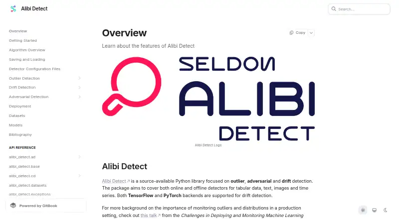 The Alibi Detect homepage