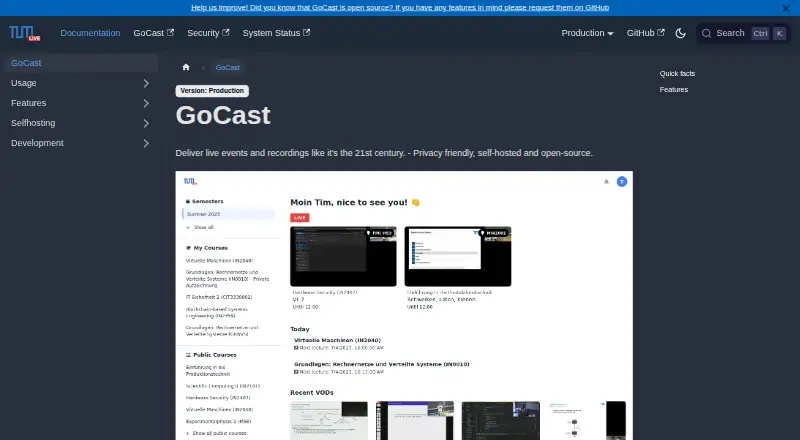 The GoCast homepage