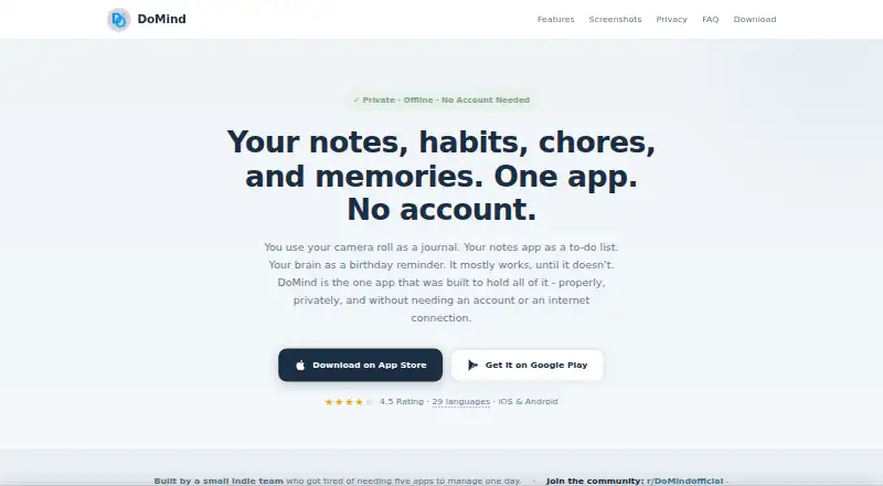 The DoMind homepage