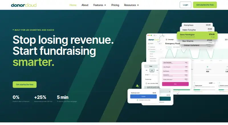 The DonorCloud homepage