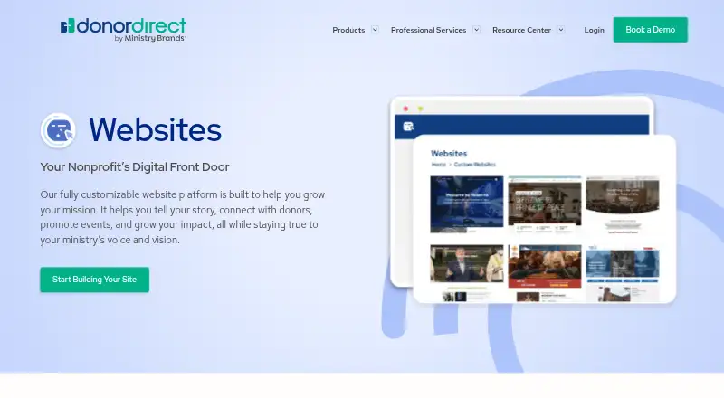 The DonorDirect Websites homepage