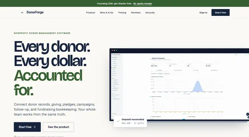 The DonorForge homepage