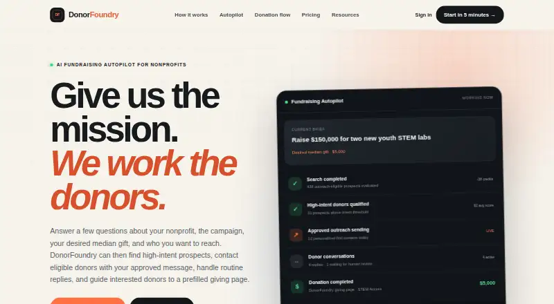 The DonorFoundry homepage