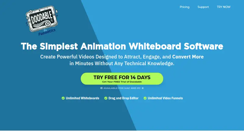 The Doodable homepage